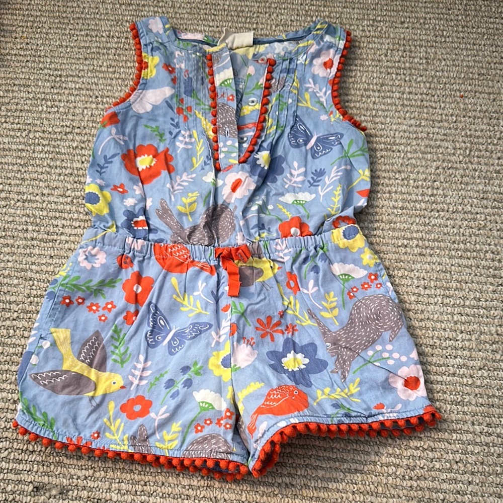 Mini Boden Blue and Red Floral Jumpsuit